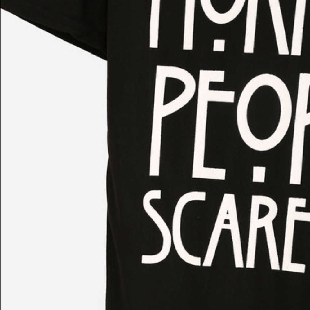🖤Normal people scare me Black Print T-shirt - Top - Picture 3 of 5